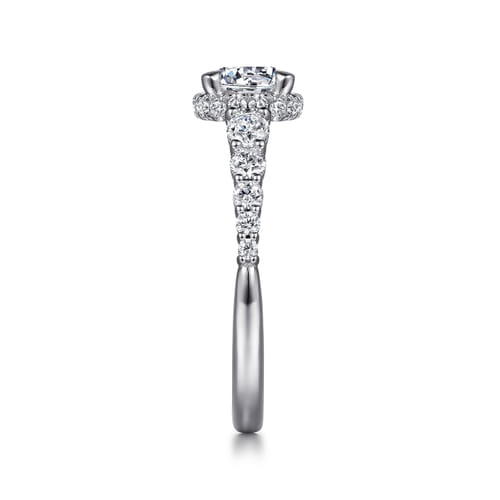 14K White-Rose Gold Hidden Halo Round Diamond Engagement Ring