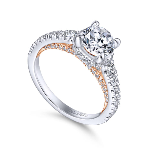 14K White-Rose Gold Hidden Halo Round Diamond Engagement Ring 14K White-Rose Gold Hidden Halo Round Diamond Engagement Ring