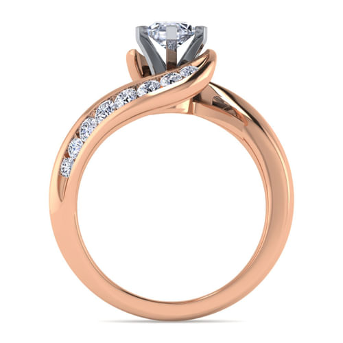 14K White-Rose Gold Marquise Shape Diamond Bypass Channel Set Engagement Ring