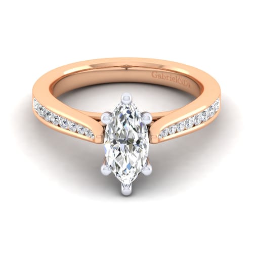 14K White-Rose Gold Marquise Shape Diamond Channel Set Engagement Ring 14K White-Rose Gold Marquise Shape Diamond Channel Set Engagement Ring