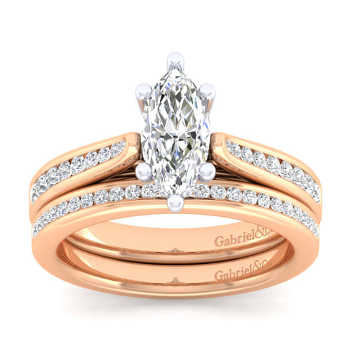14K White-Rose Gold Marquise Shape Diamond Channel Set Engagement Ring 14K White-Rose Gold Marquise Shape Diamond Channel Set Engagement Ring