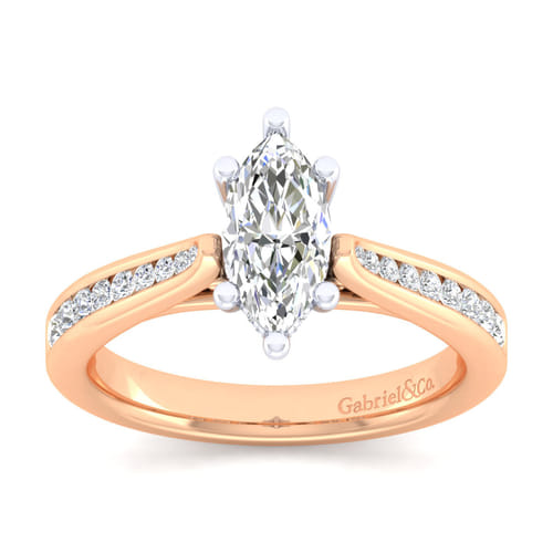 14K White-Rose Gold Marquise Shape Diamond Channel Set Engagement Ring 14K White-Rose Gold Marquise Shape Diamond Channel Set Engagement Ring