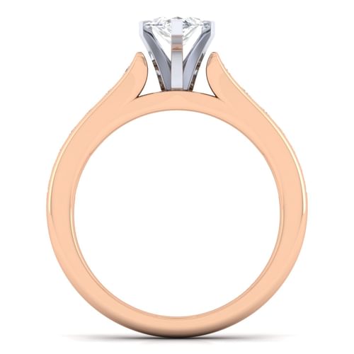 14K White-Rose Gold Marquise Shape Diamond Channel Set Engagement Ring