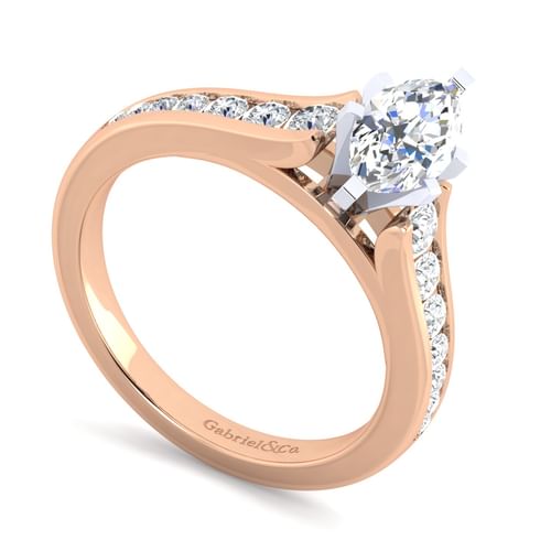 14K White-Rose Gold Marquise Shape Diamond Channel Set Engagement Ring