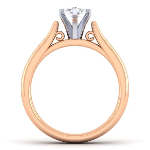 14K White-Rose Gold Marquise Shape Diamond Channel Set Engagement Ring