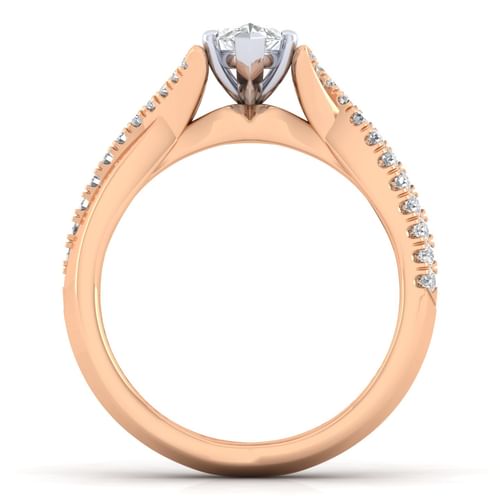 14K White-Rose Gold Marquise Shape Diamond Engagement Ring