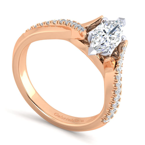 14K White-Rose Gold Marquise Shape Diamond Engagement Ring