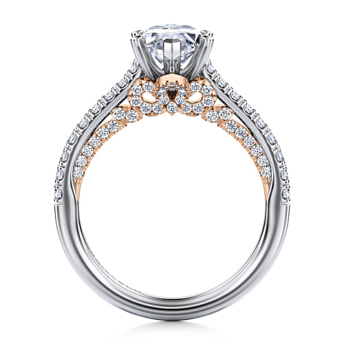 14K White-Rose Gold Marquise Shape Diamond Engagement Ring