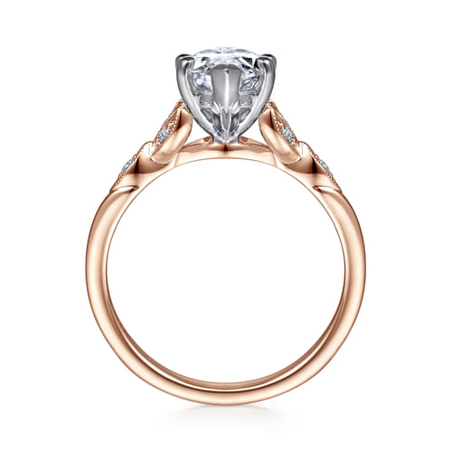14K White-Rose Gold Marquise Shape Diamond Engagement Ring