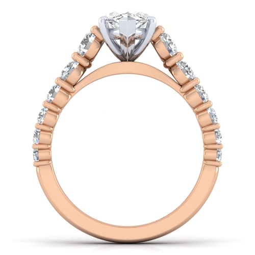 14K White-Rose Gold Marquise Shape Diamond Engagement Ring