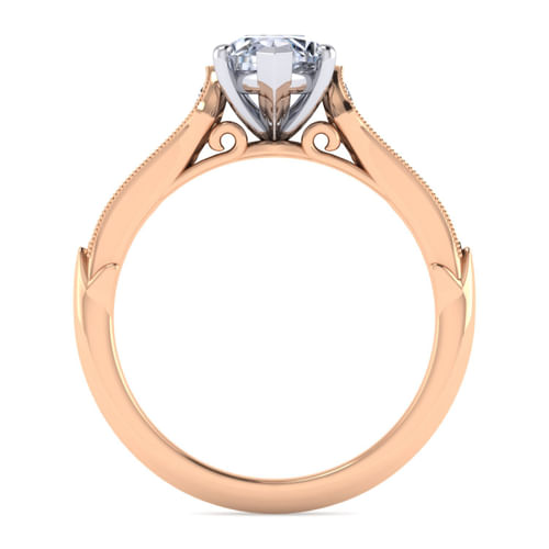 14K White-Rose Gold Marquise Shape Diamond Engagement Ring