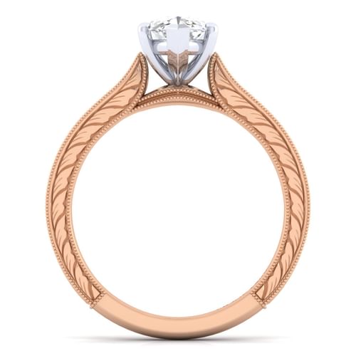 14K White-Rose Gold Marquise Shape Diamond Engagement Ring