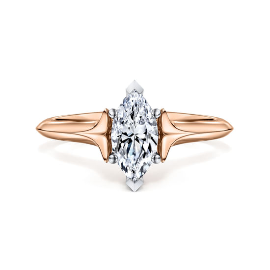 Gabriel - 14K White-Rose Gold Marquise Shape Diamond Engagement Ring