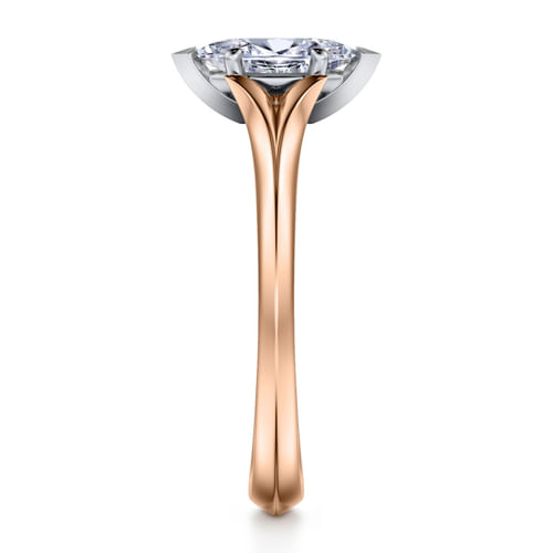 14K White-Rose Gold Marquise Shape Diamond Engagement Ring