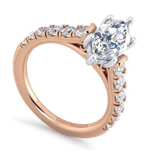 14K White-Rose Gold Marquise Shape Diamond Engagement Ring