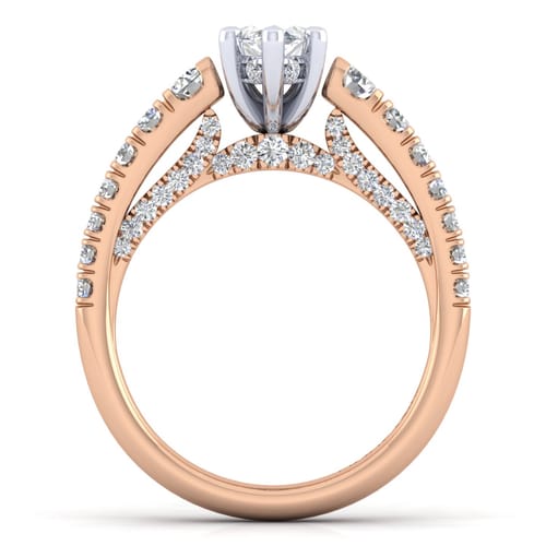 14K White-Rose Gold Marquise Shape Diamond Engagement Ring