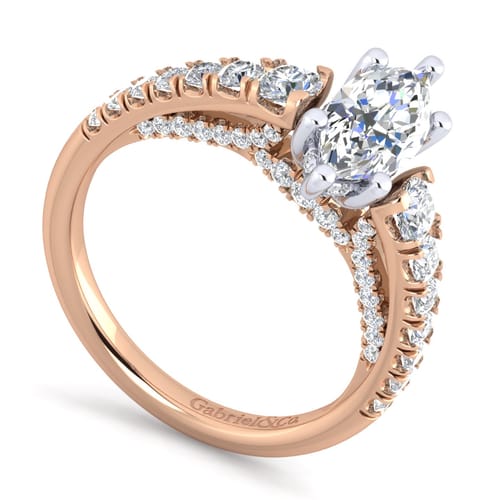 14K White-Rose Gold Marquise Shape Diamond Engagement Ring