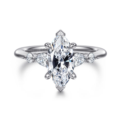 14K White-Rose Gold Marquise Shape Diamond Engagement Ring