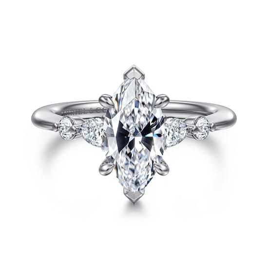 Gabriel - 14K White-Rose Gold Marquise Shape Diamond Engagement Ring
