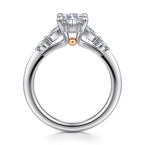 14K White-Rose Gold Marquise Shape Diamond Engagement Ring