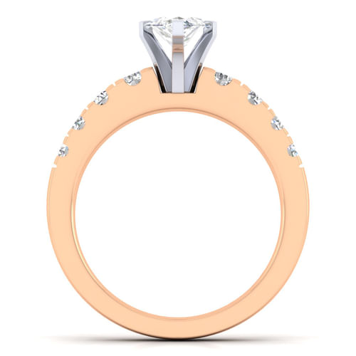 14K White-Rose Gold Marquise Shape Diamond Engagement Ring