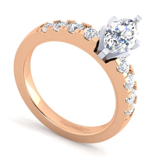 14K White-Rose Gold Marquise Shape Diamond Engagement Ring