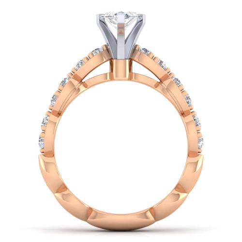 14K White-Rose Gold Marquise Shape Diamond Engagement Ring