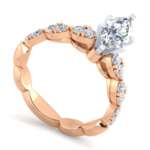 14K White-Rose Gold Marquise Shape Diamond Engagement Ring