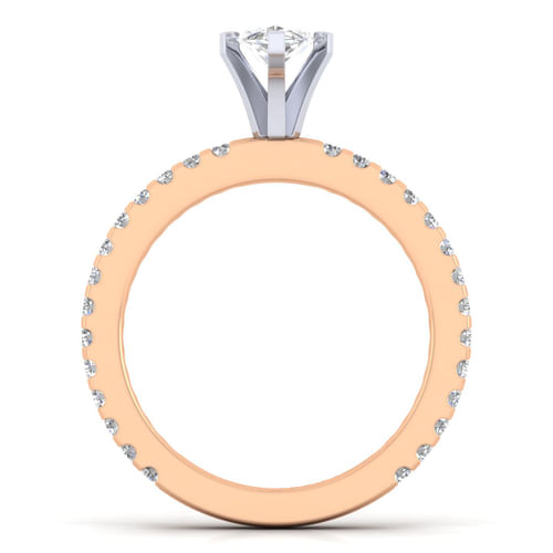 14K White-Rose Gold Marquise Shape Diamond Engagement Ring