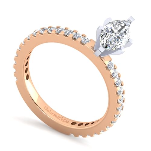 14K White-Rose Gold Marquise Shape Diamond Engagement Ring
