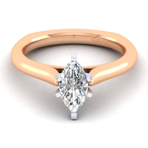 14K White-Rose Gold Marquise Shape Diamond Engagement Ring
