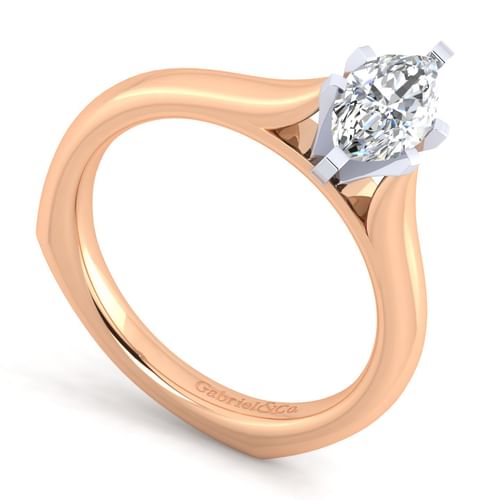 14K White-Rose Gold Marquise Shape Diamond Engagement Ring