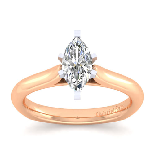 14K White-Rose Gold Marquise Shape Diamond Engagement Ring