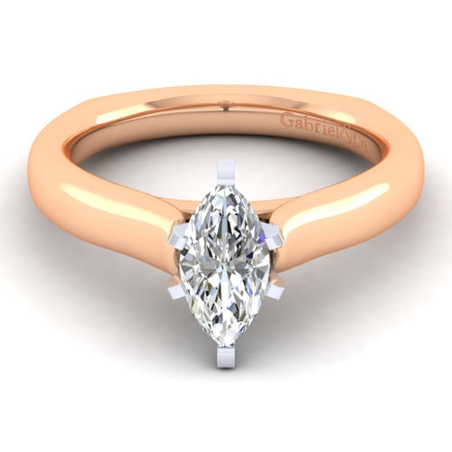 14K White-Rose Gold Marquise Shape Diamond Engagement Ring
