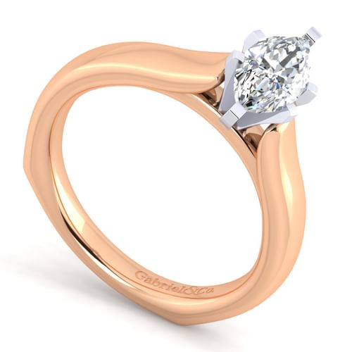 14K White-Rose Gold Marquise Shape Diamond Engagement Ring
