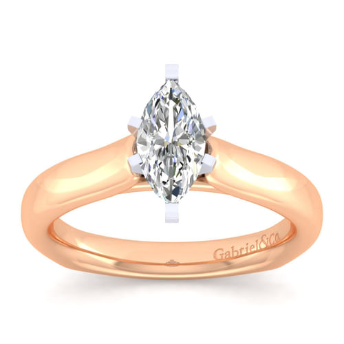 14K White-Rose Gold Marquise Shape Diamond Engagement Ring