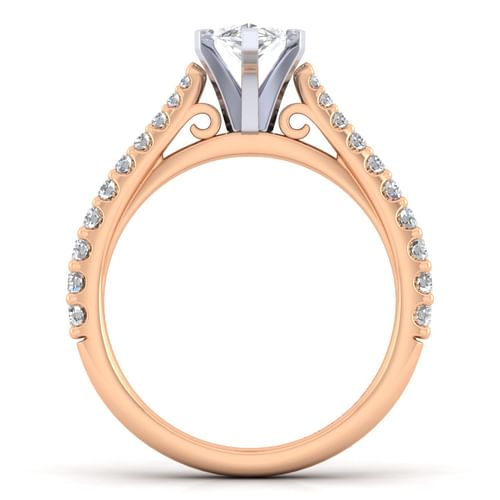 14K White-Rose Gold Marquise Shape Diamond Engagement Ring