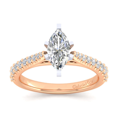 14K White-Rose Gold Marquise Shape Diamond Engagement Ring