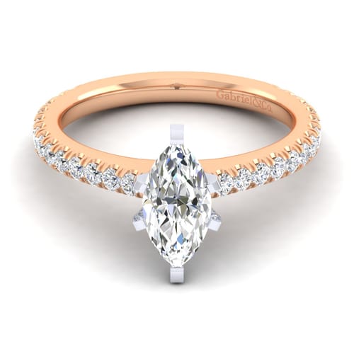 14K White-Rose Gold Marquise Shape Diamond Engagement Ring 14K White-Rose Gold Marquise Shape Diamond Engagement Ring