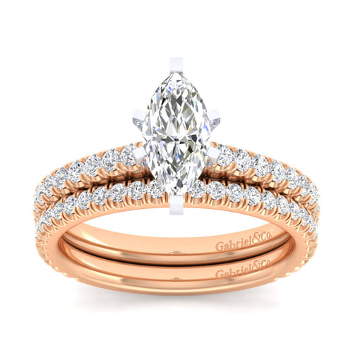 14K White-Rose Gold Marquise Shape Diamond Engagement Ring 14K White-Rose Gold Marquise Shape Diamond Engagement Ring
