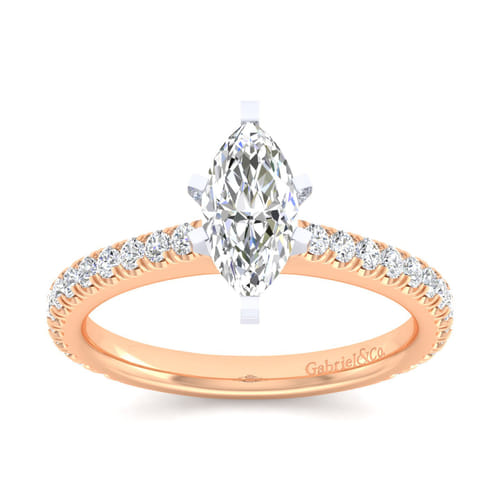 14K White-Rose Gold Marquise Shape Diamond Engagement Ring 14K White-Rose Gold Marquise Shape Diamond Engagement Ring