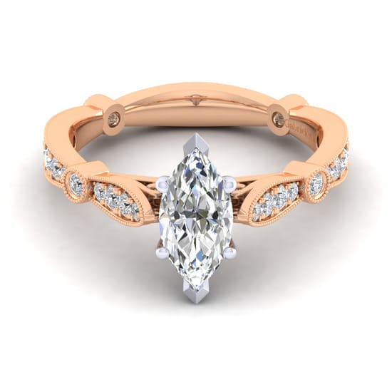 Gabriel - 14K White-Rose Gold Marquise Shape Diamond Engagement Ring Gabriel - 14K White-Rose Gold Marquise Shape Diamond Engagement Ring