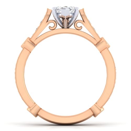 14K White-Rose Gold Marquise Shape Diamond Engagement Ring