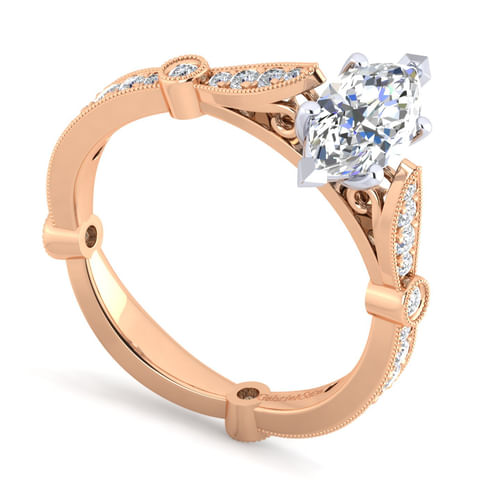 14K White-Rose Gold Marquise Shape Diamond Engagement Ring