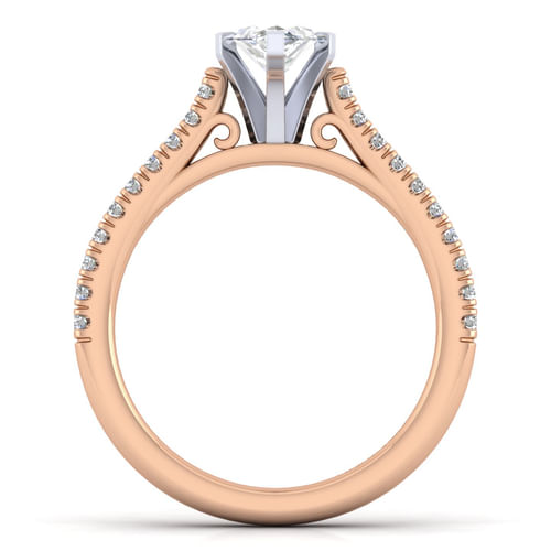 14K White-Rose Gold Marquise Shape Diamond Engagement Ring