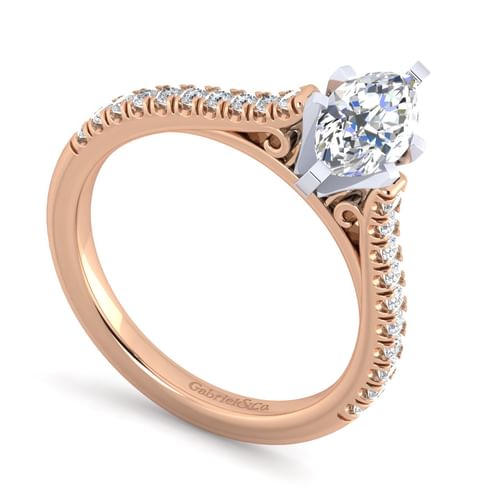 14K White-Rose Gold Marquise Shape Diamond Engagement Ring