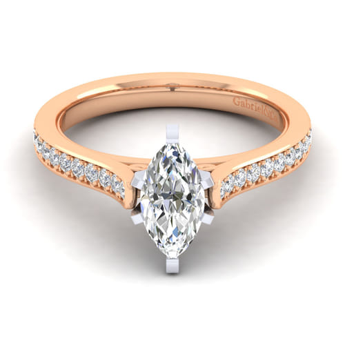 14K White-Rose Gold Marquise Shape Diamond Engagement Ring 14K White-Rose Gold Marquise Shape Diamond Engagement Ring