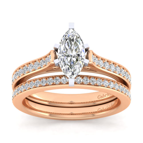 14K White-Rose Gold Marquise Shape Diamond Engagement Ring 14K White-Rose Gold Marquise Shape Diamond Engagement Ring