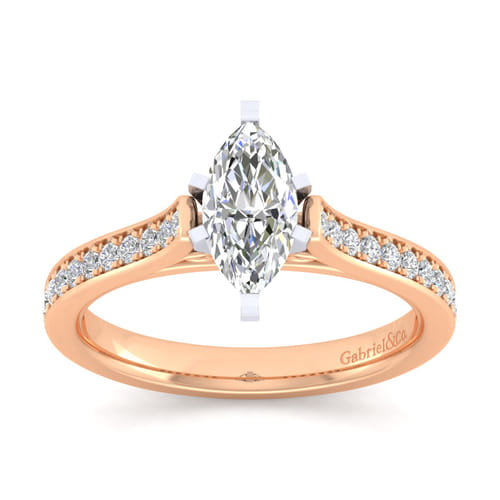 14K White-Rose Gold Marquise Shape Diamond Engagement Ring 14K White-Rose Gold Marquise Shape Diamond Engagement Ring