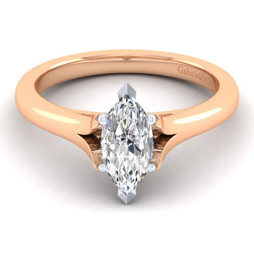 14K White-Rose Gold Marquise Shape Diamond Engagement Ring